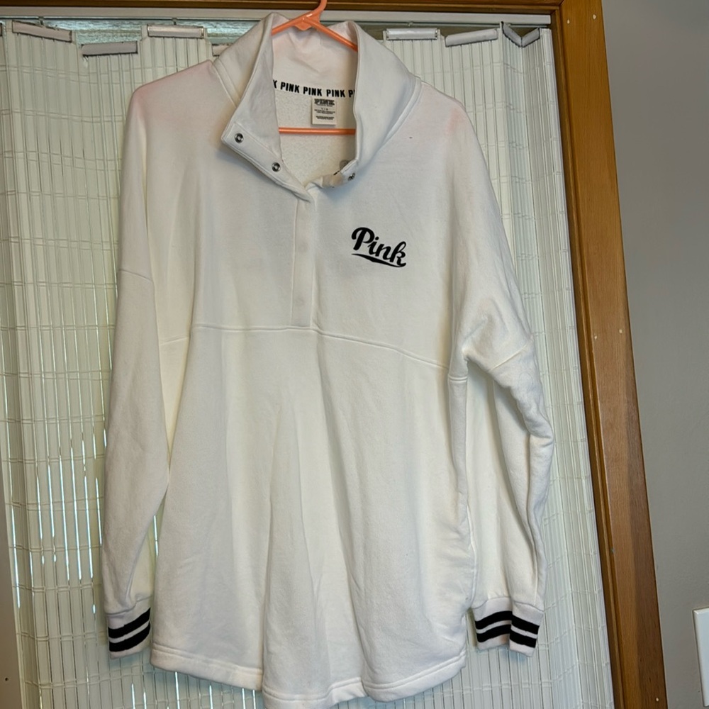 Victoria Secret white button up sweatshirt